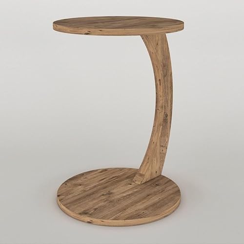 Miniatura 6 de Furpinea Mesa auxiliar en forma de C para sofá y lugares pequeños, mesa auxiliar redonda ahorradora de espacio para sofá y mesita de noche con