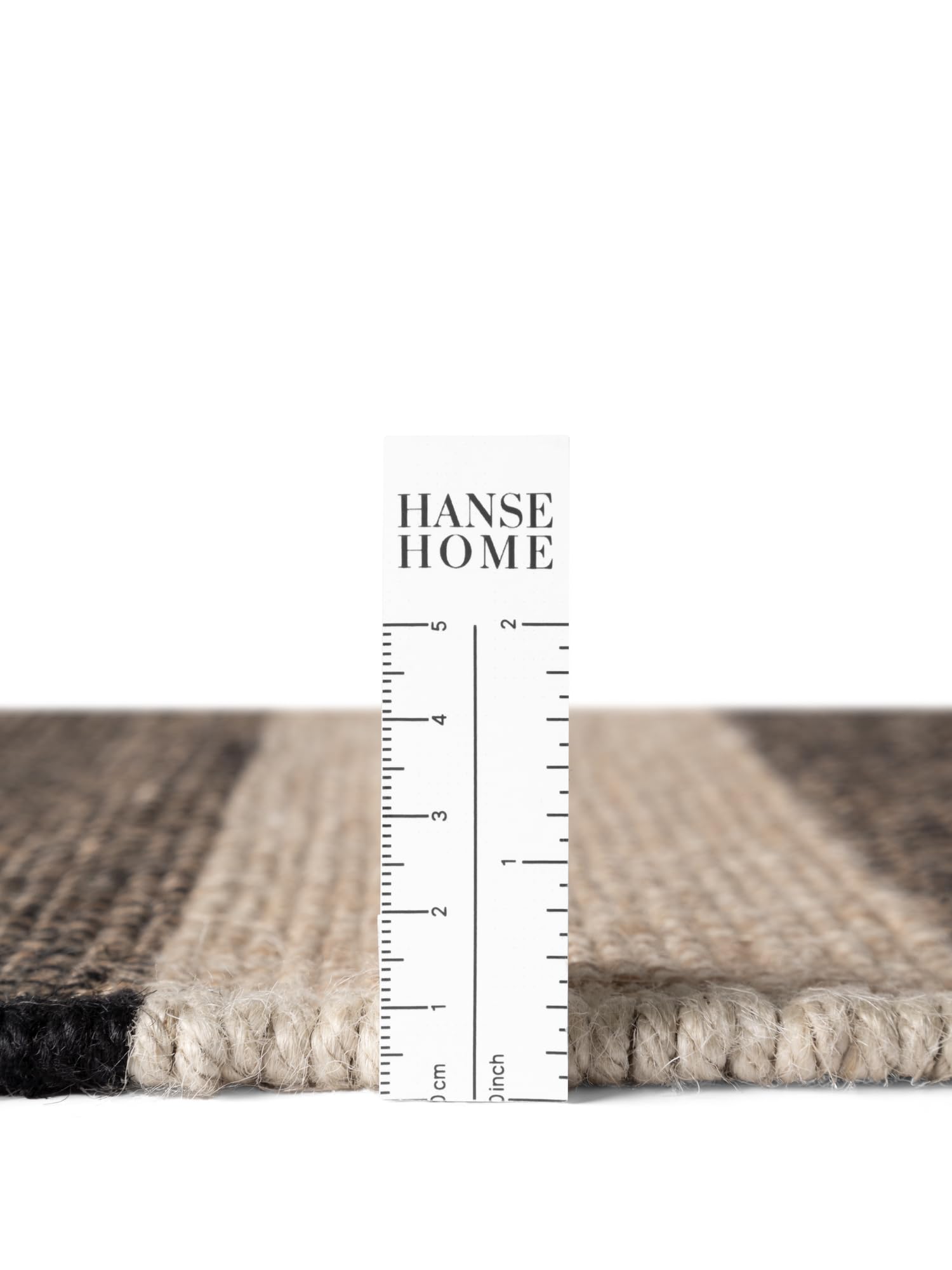 Hanse Home Playa Juteteppich - Natur Wohnzimmerteppich, Jute, Handgewebt, Gestreift, Fransen, Robust & Pflegeleicht, Naturfaser Teppich für Wohnzimmer, Schlafzimmer - Natur Weiß Schwarz, 200x300cm