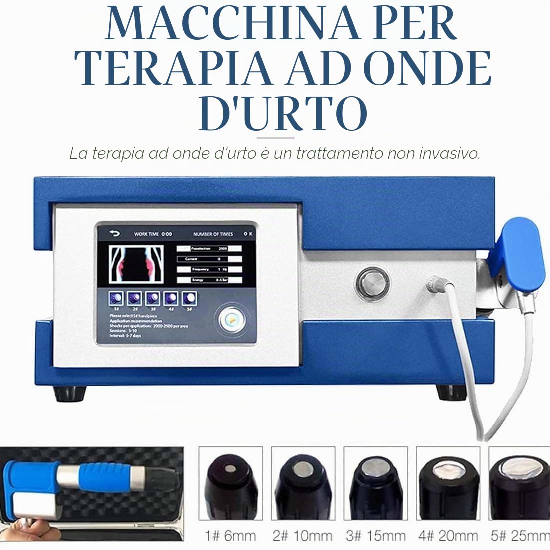 Elettromagnetico Macchina per Terapia Ad Onde D'urto Muti-Funzionale Shockwave Therapy Machine Massaggiatore per Alleviare Il Dolore Muscolare 5 Teste di Massaggio per Disfunzione Erettile