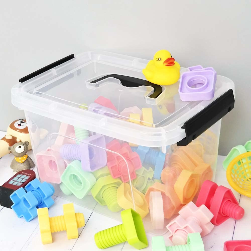 6 L Aufbewahrungsbehälter aus Kunststoff, Transparent Plastikbox mit Deckel, 6 Stück