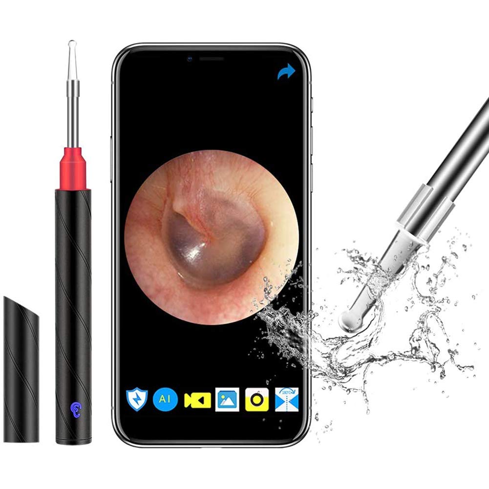 Otoscopio inalámbrico Eliminación de Cera de oídos 1080P HD WiFi Eliminador de Cera de oídos Endoscopio con luz Azul de desinfección, para niños, Adultos, Mascotas