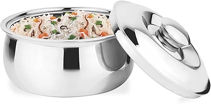 Prabha Stainless Steel Belito Casserole - 2000ml | Ideal for Home & Kitchen | Heat-Resistant Elegance