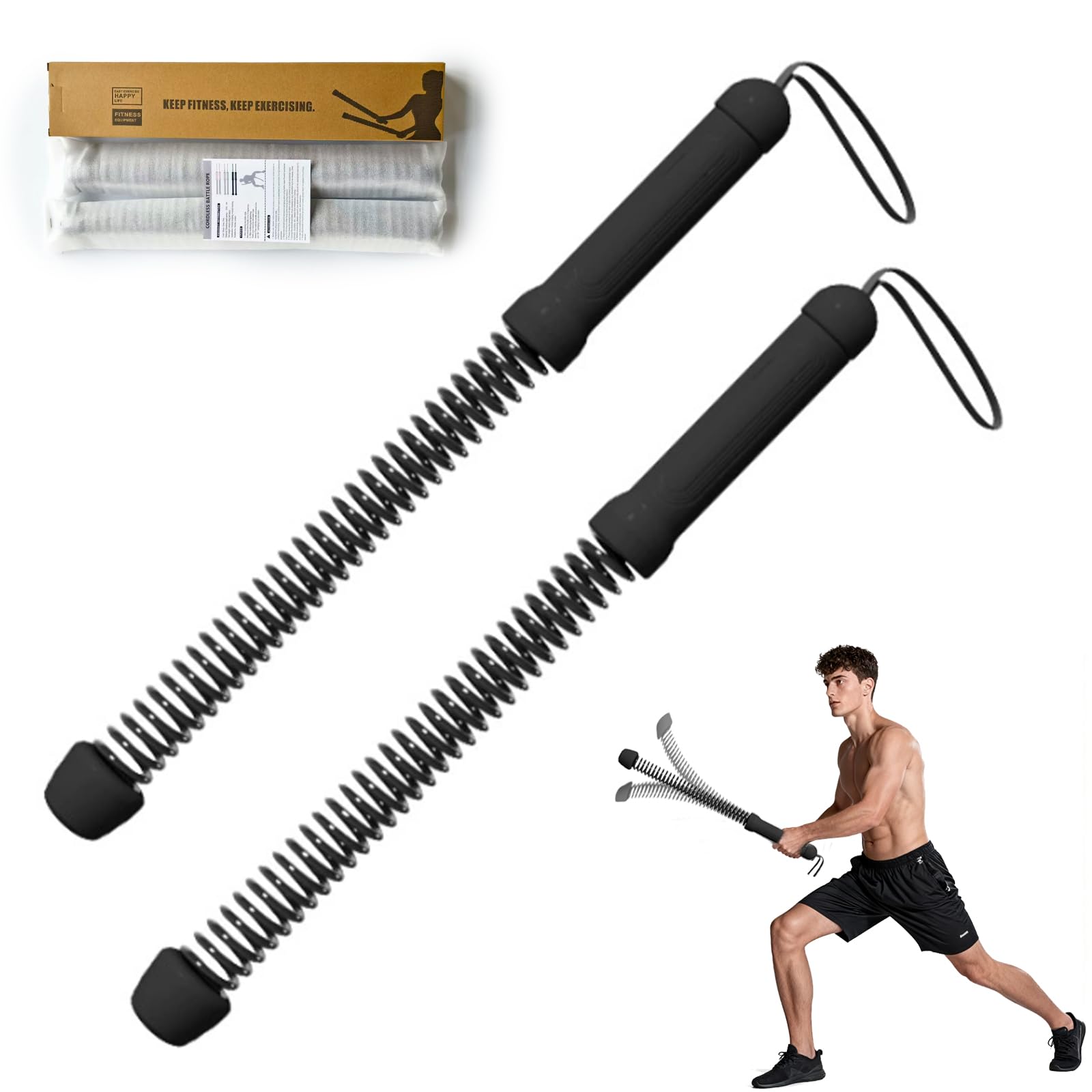 Cordless Battle | Ropeless Training Equipment for Home Gym Workout, Weighted Fitness Rope for HIIT, Cardio & Strength Training for Men & Women,