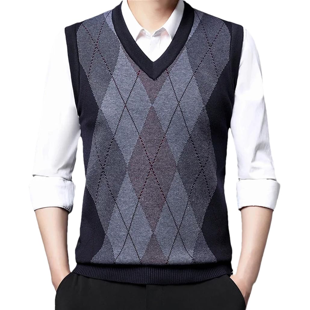 Dninmim Chaleco sin mangas con cuello en V para hombre, grueso, informal, cálido, ajustado, de punto