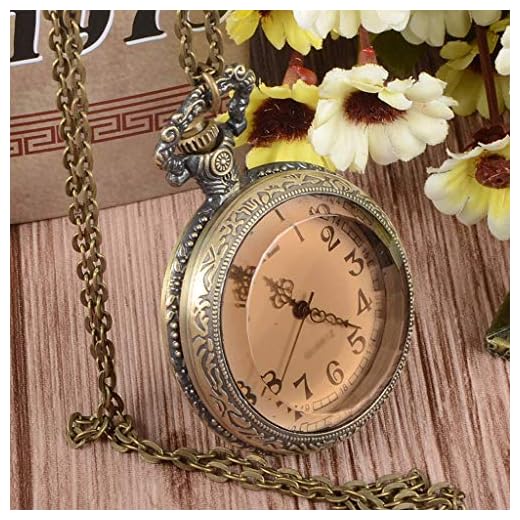 Fickur Herr Vintage Transparent Open Face Fickur för män Kvinnor 24-timmars Sub-dials Fickur Present till Far Mor Son Halsbandsklocka