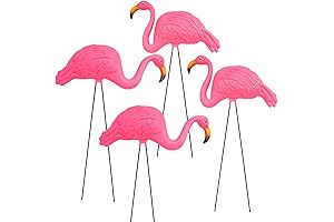 Pink Flamingo Lawn Ornaments: 4-Pack of Extra-Large 24-Inch Plastic Flamingo Yard Decorations
