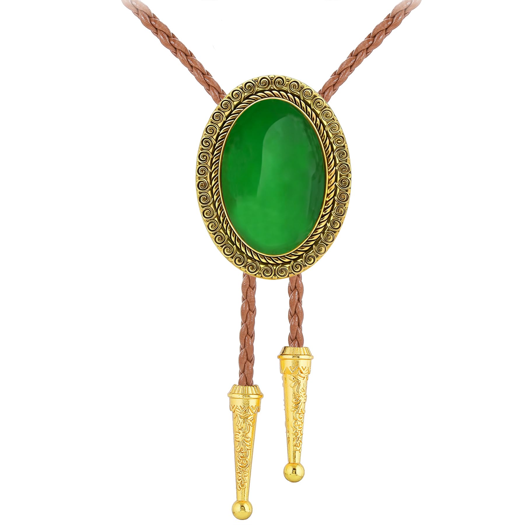 Jeilwiy Bolo Tie for Men Real Stone Westwern Cowboy Ties Silver Bolos Women Leather Necktie Gift for Birthday Christmas
