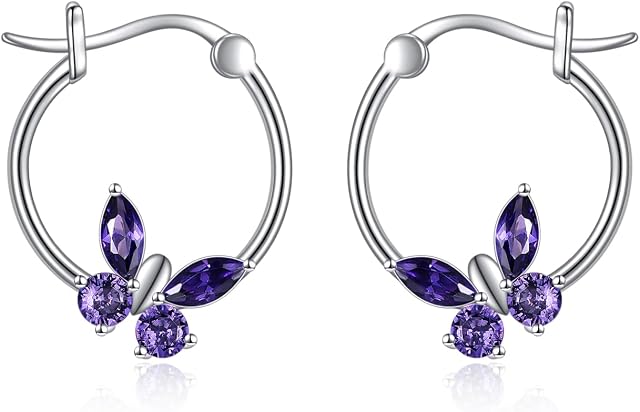 Sterling Silver Hoop Earrings for Women Girls Elephant/Sloth/Butterfly/Koala/Unicorn Animal Jewellery Gifts for Women Girls Animal Lovers