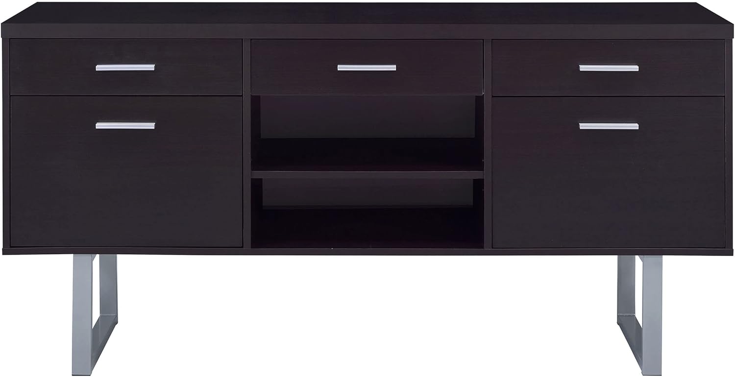 Contemporary 60'' Brown Home Office Desk with Filing Cabinet