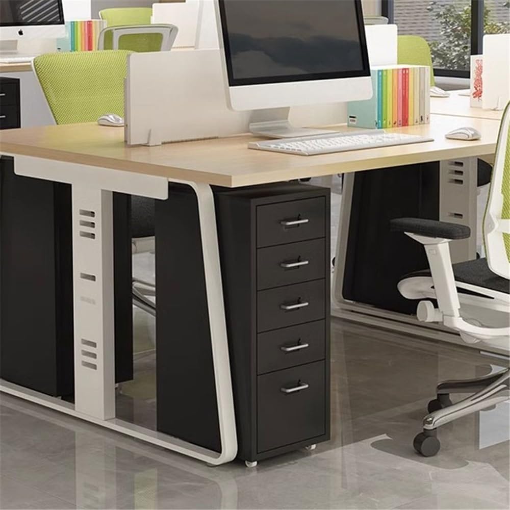 Armadietto portaoggetti a 5 strati di grande capacità per ufficio - Cassettiera multifunzione in acciaio laminato a freddo per impieghi gravosi Soluzione di archiviazione per ufficio nera