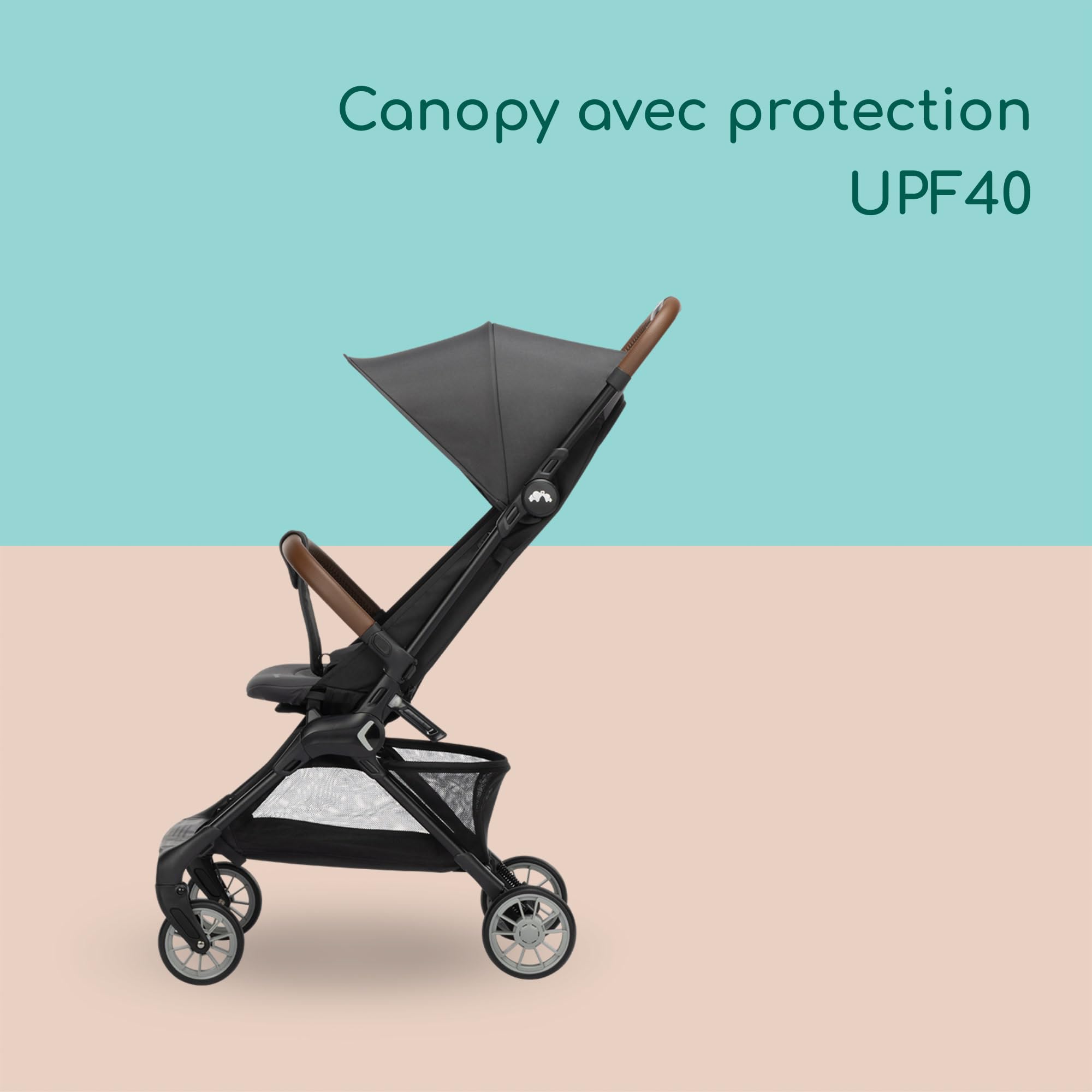 Bebeconfort Zephir, poussette bébé compacte, 0 à 4 ans (22 kg max.), poussette de voyage légère (5.6 kg), autorisée en bagage cabine, siège inclinable et position allongée, panier, Mineral Graphite