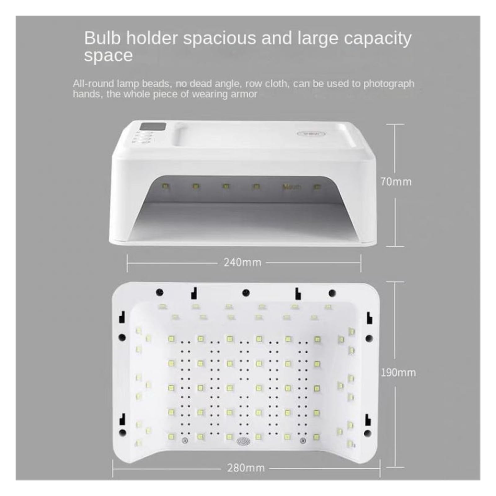 Lampa UV do Paznokci, Lampa LED UV do paznokci 72W Skórzana poduszka ręczna Lampa do paznokci Potężny manicure Lampa do suszenia paznokci 2 w 1 Dyer do paznokci Podwójne źródła światła 60 diod LED Świ