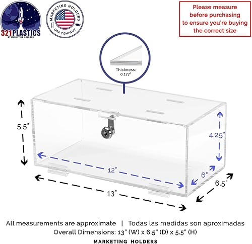 Miniatura 5 de Marketing Holders Cerradura de caja médica con cerradura para refrigerador con llaves de 12 x 6 x 4.25 pulgadas para almacenamiento médico de vacuna