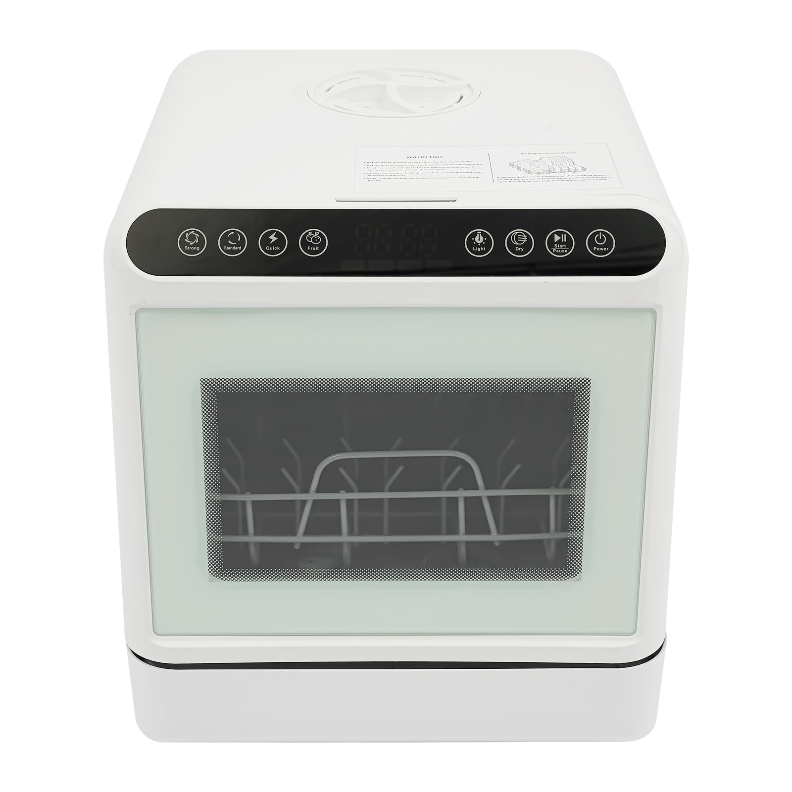 Lavastoviglie da tavolo 1100 W Mini lavastoviglie per 6 soffitti di misura 4 modalità di pulizia lavastoviglie da tavolo con serbatoio dell'acqua da 6 l, piano lavastoviglie con indicatore LED