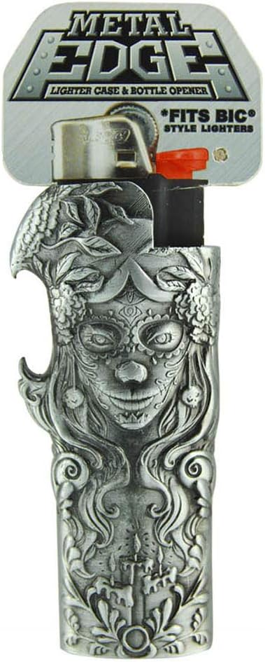 Metal Lighter Case for BIC Lighters, Lighter Protector and Bottle Opener - Day of The Dead