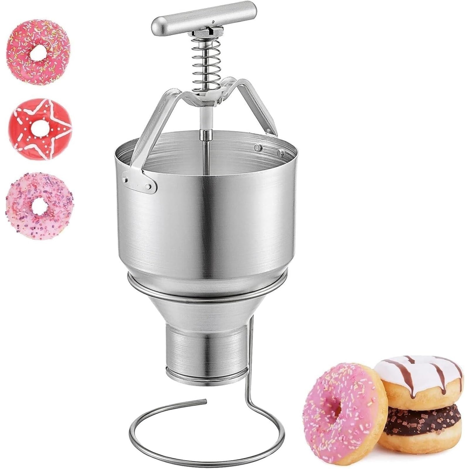 Depósito manual de donas con soporte, 6 grosores ajustables, máquina cuentagotas comercial para panadería, restaurante, cafetería