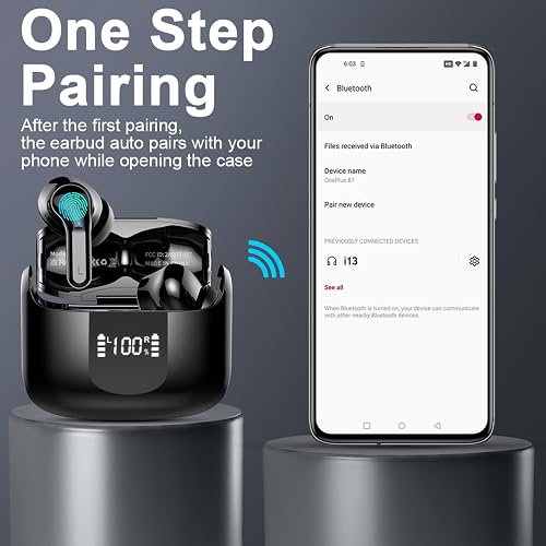 2026 Kopfhörer Kabellos Bluetooth 5.4, 6D Stereo Bluetooth Kopfhörer, 56Std Tiefer Bass ENC Noise Cancelling Wireless Earbuds, 3g Mini USB-C in Ear Ohrhörer, IP-X7 Wasserdicht Headphones Android iOS - 6