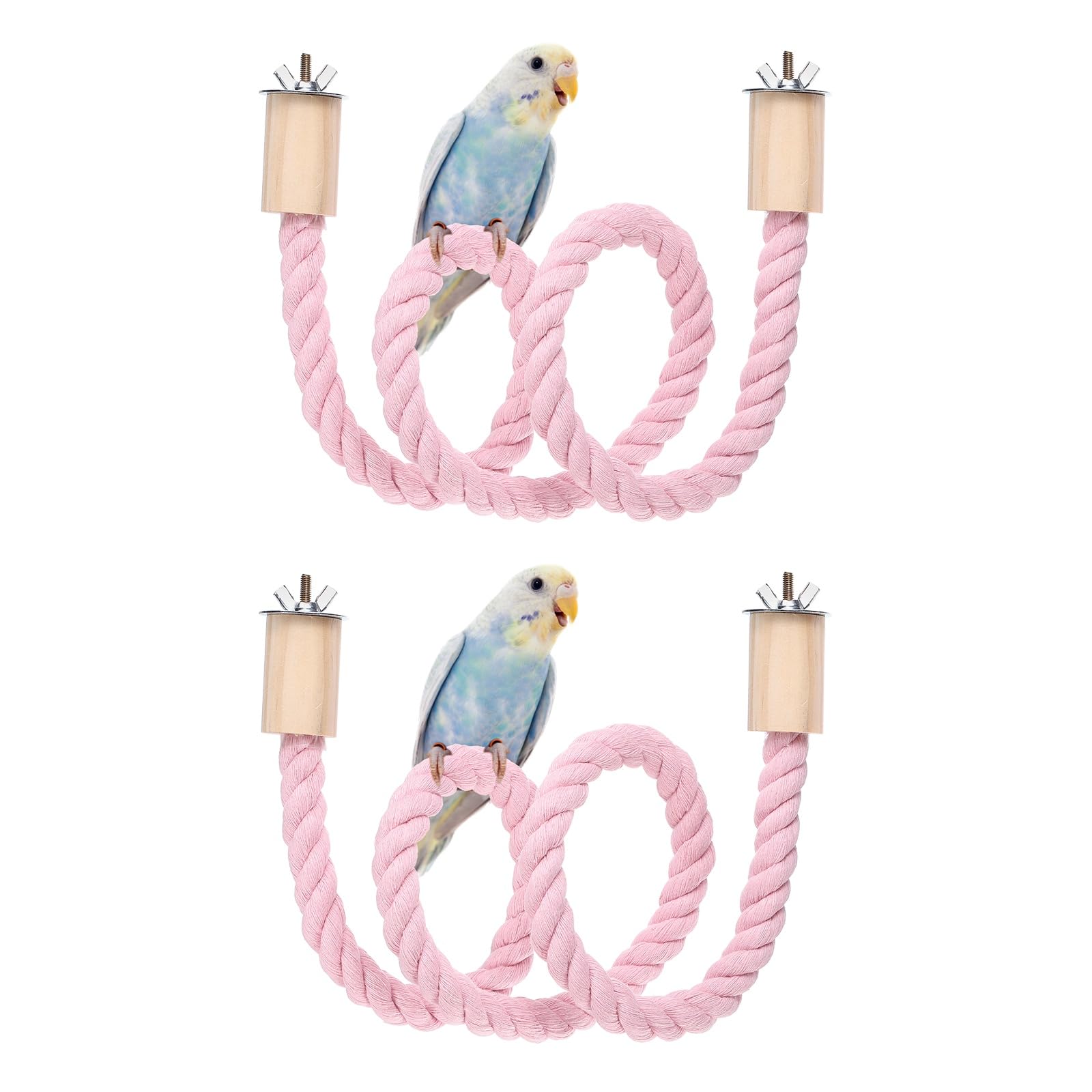 sourcing map 2 Pcs Bird Rope Perch Swing, Stand Rope Perch Standing Pole Accessory Climbing Swing Paw Grinding 100cm / 39 Inch, (Pink) Intended for Parrot/Parakeet/Budgies/Cockatiels/Lovebirds