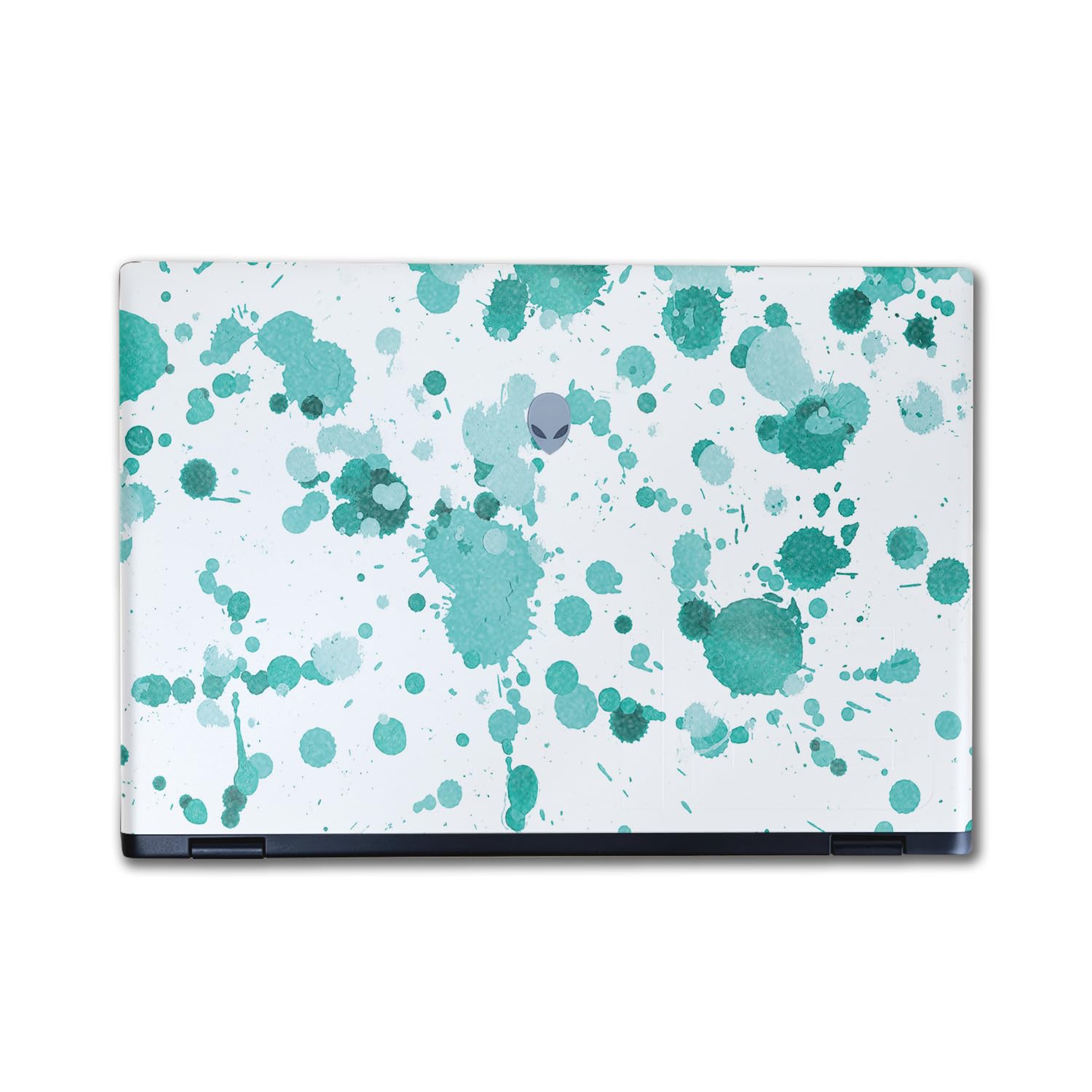 Glossy Glitter Laptop Skin Compatible with Alienware M16 R2 (2024) - Teal Splatter - Premium 3M Vinyl Protective Wrap Decal Cover - Easy to Apply | Crafted in The USA by MightySkins