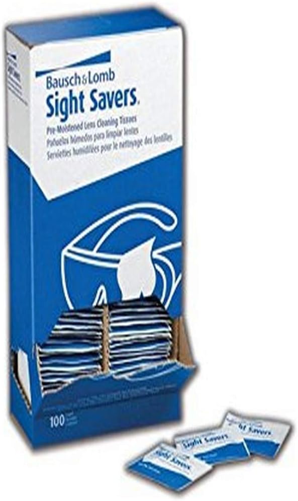 8574GM Bausch and Lomb Pre-Moistened Lens Cleaning Wipes, 5" x 8" , White (Pack of 100)