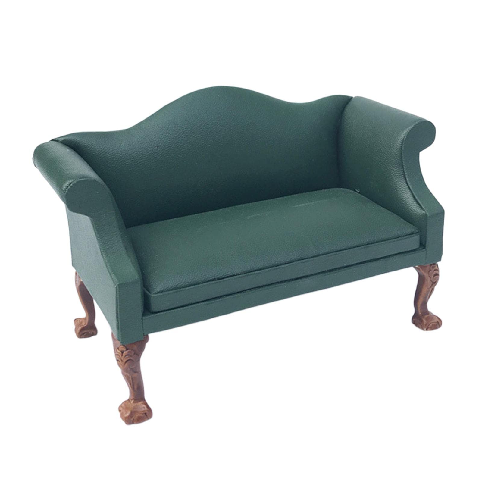 Puppenhaus Sofa Miniatur Sessel Stuhl Couch Im Modernen Design Aus PU Und Holz für Puppenhaus Deko Kinderzimmer Bastelprojekte Geschenk, Grün Liebe Sitz
