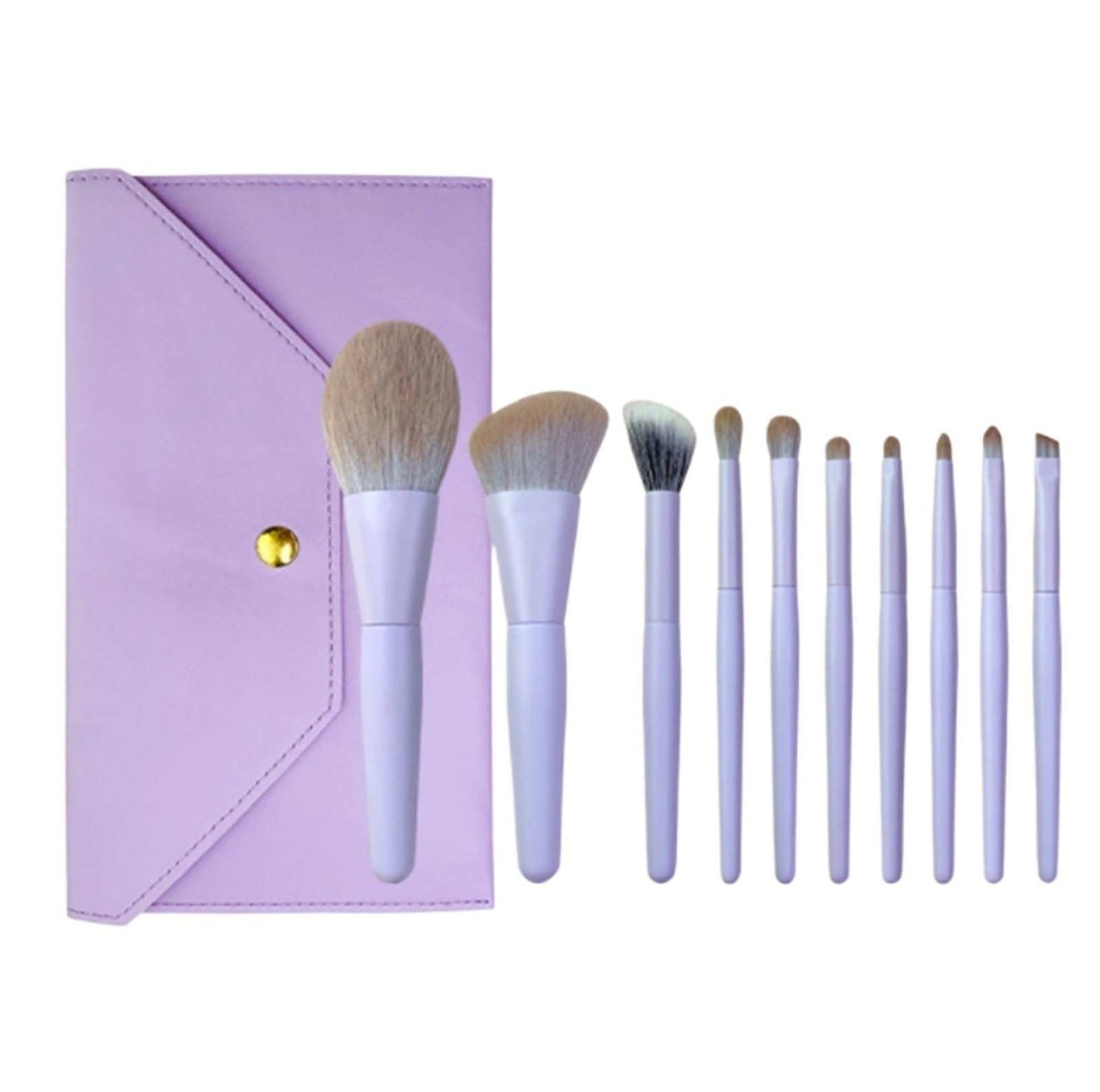 Pędzle do Makijażu Różu Zestaw Pędzli Do Makijażu, Rozmiar Podróżny, 10 Sztuk, Twarzy I Oczu, Miękkie Włosie Delikatne Zestaw(Purple-Brush Pack)
