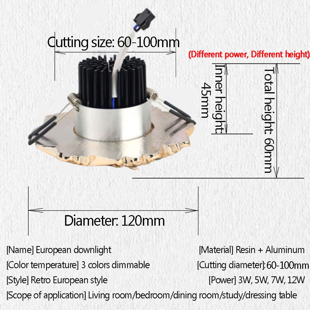 Downlight Empotrado LED Ajustable 3CCT En Diseño Vintage, 4 Paquetes, Accesorios De Luz De Techo LED Regulables, Luces LED De Lata para Interiores Modernos Y Retro, Fáciles De Instalar