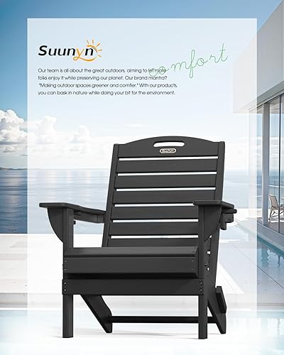 Miniatura 8 de Silla Adirondack plegable HDPE para todo tipo de clima, sillas Adirondack con soporte para tazas, sillas para hoguera al aire libre, silla de césped