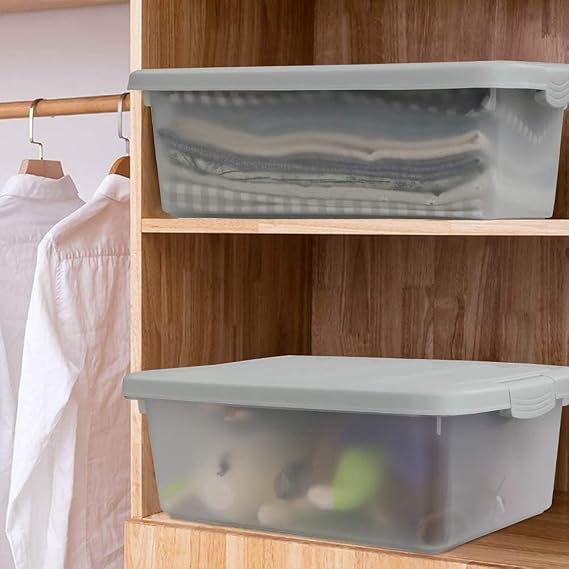 14 Quart Plastic Storage Box, Clear Storage Bin with Lid, 2 Packs