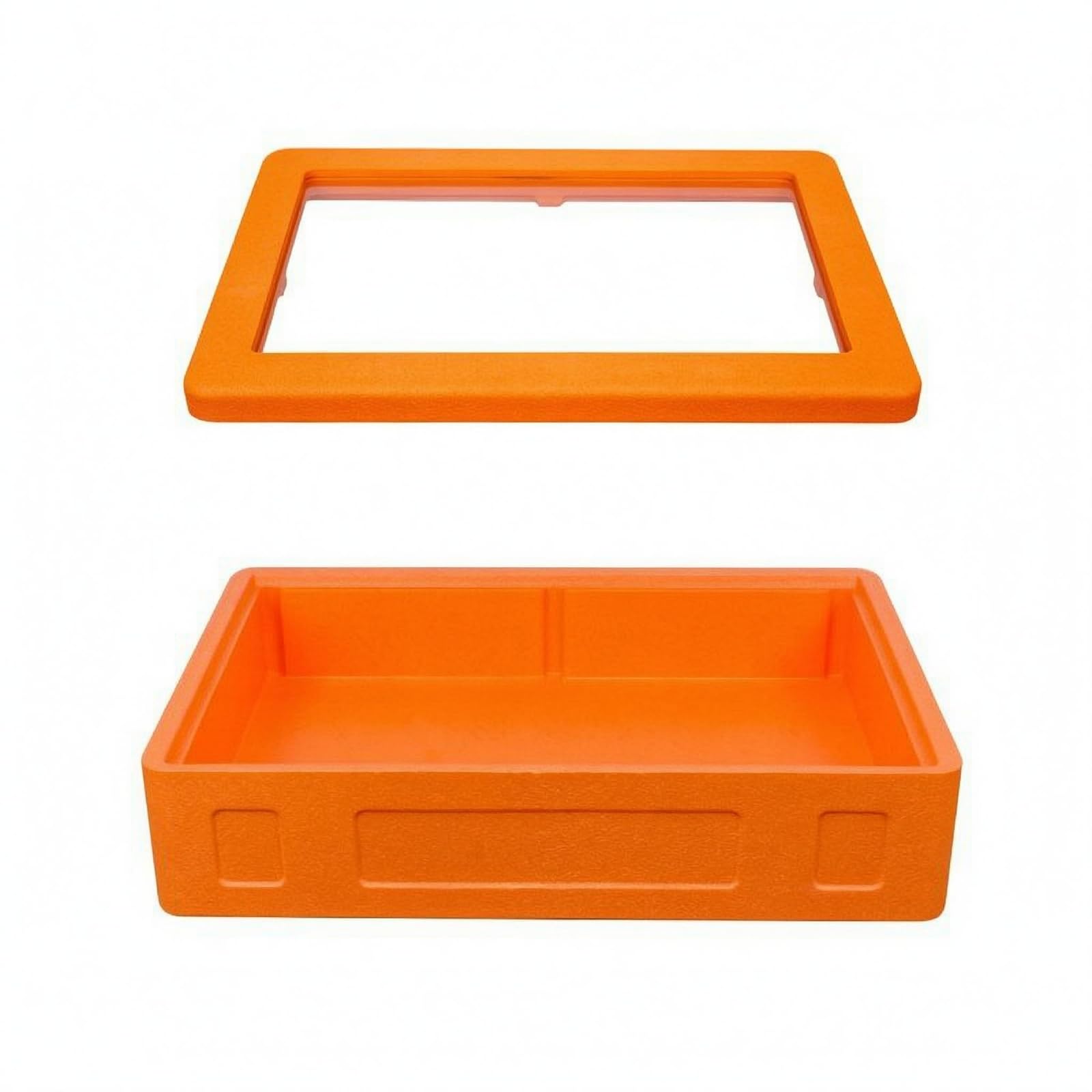 Contenitore Termico Isolato Rettangolare Porta Alimenti in Materiale Stile Semplice Maniglie Laterali Coperchio Trasparente Adatto per Trasporto Cibo Conservazione Cucina 24L, Arancione