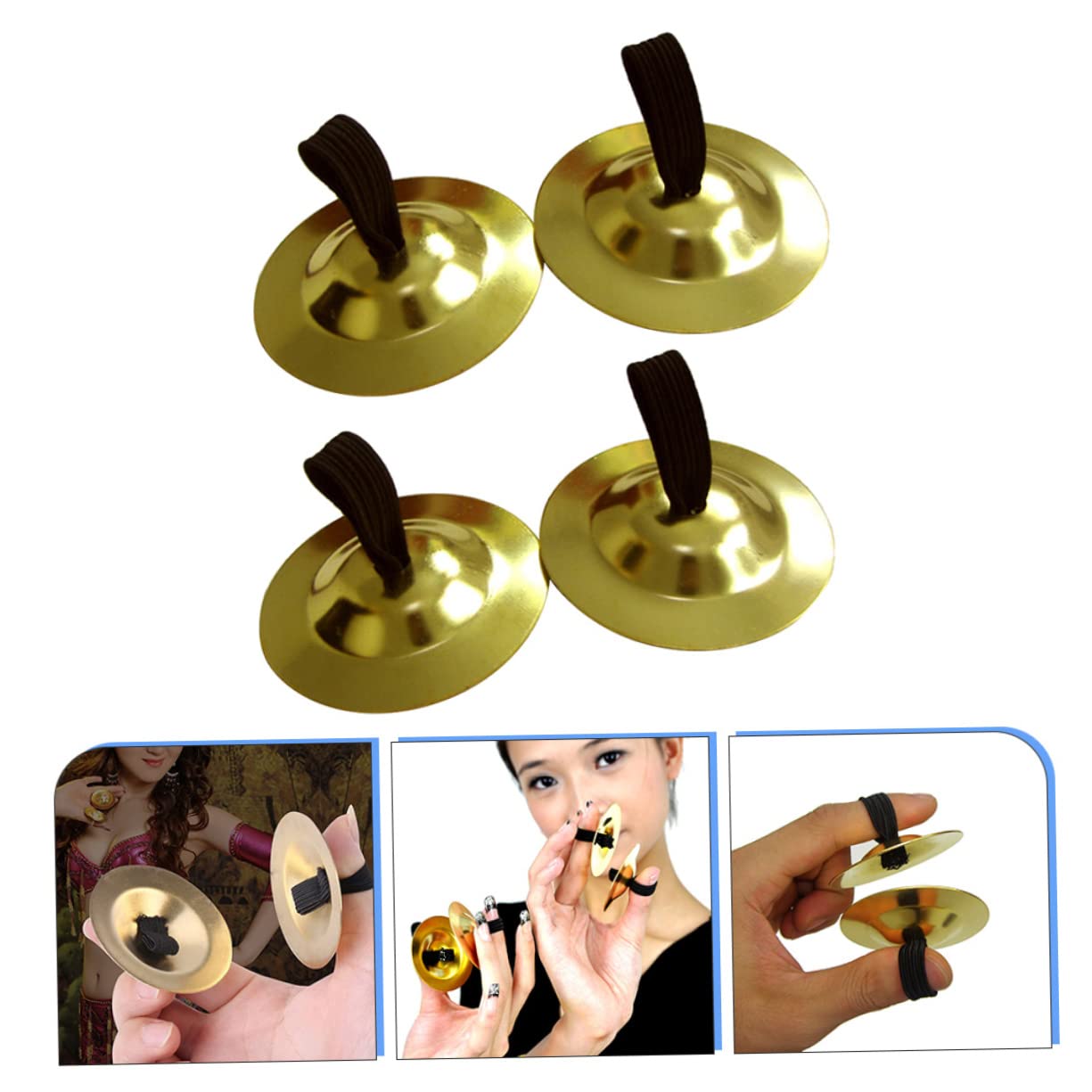 BESPORTBLE 4Pcs Finger Cymbals Durable Dancing Props for Belly Dancing Music Enlightenment Parent Interaction Percussion Instruments for Dance Parties