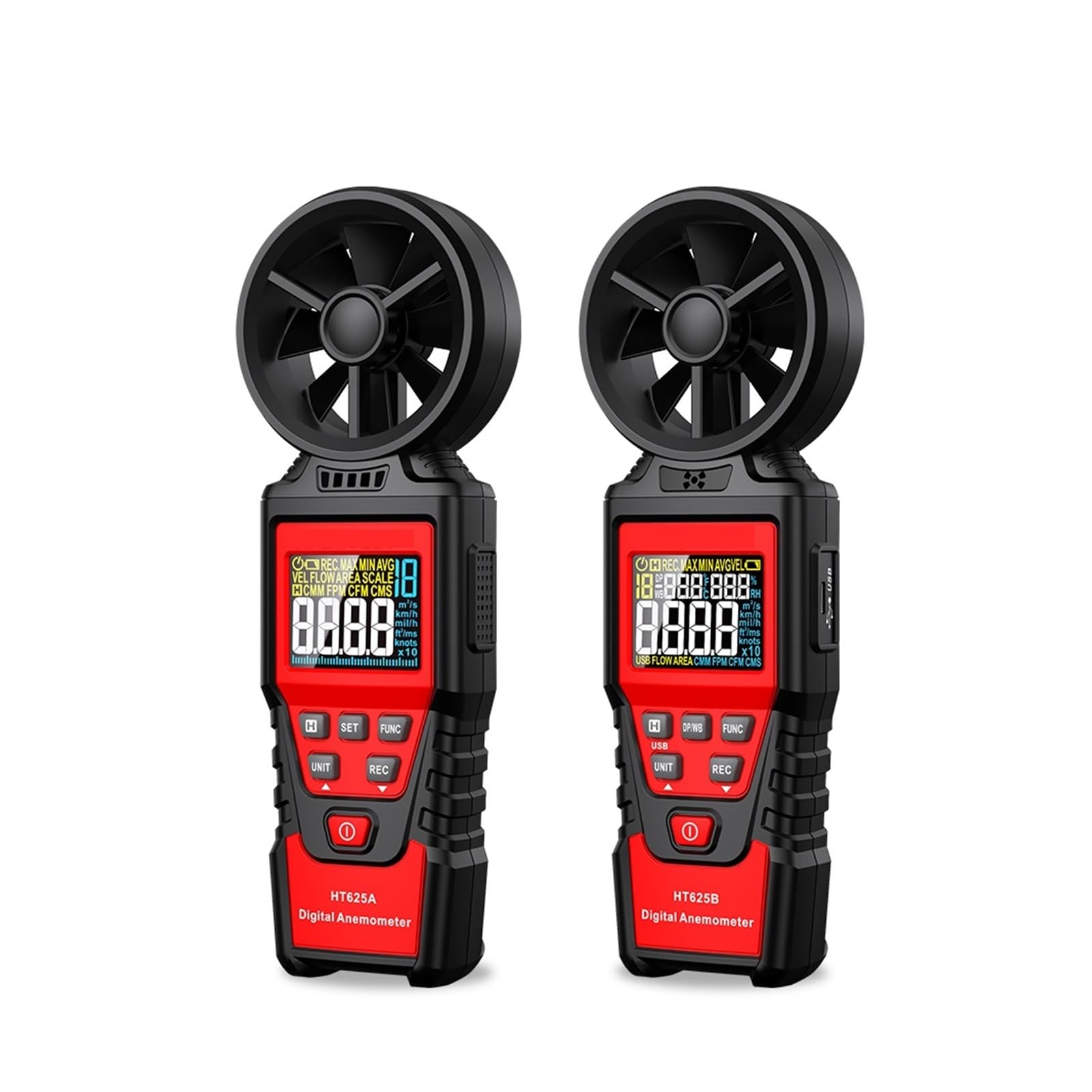 Anemometro Digitale Misuratore Di Velocità Del Tenuto In Mano Portatile Umidità Della Temperatura Display LCD Con Retroilluminazione Misurazione Precisa(HT625A)