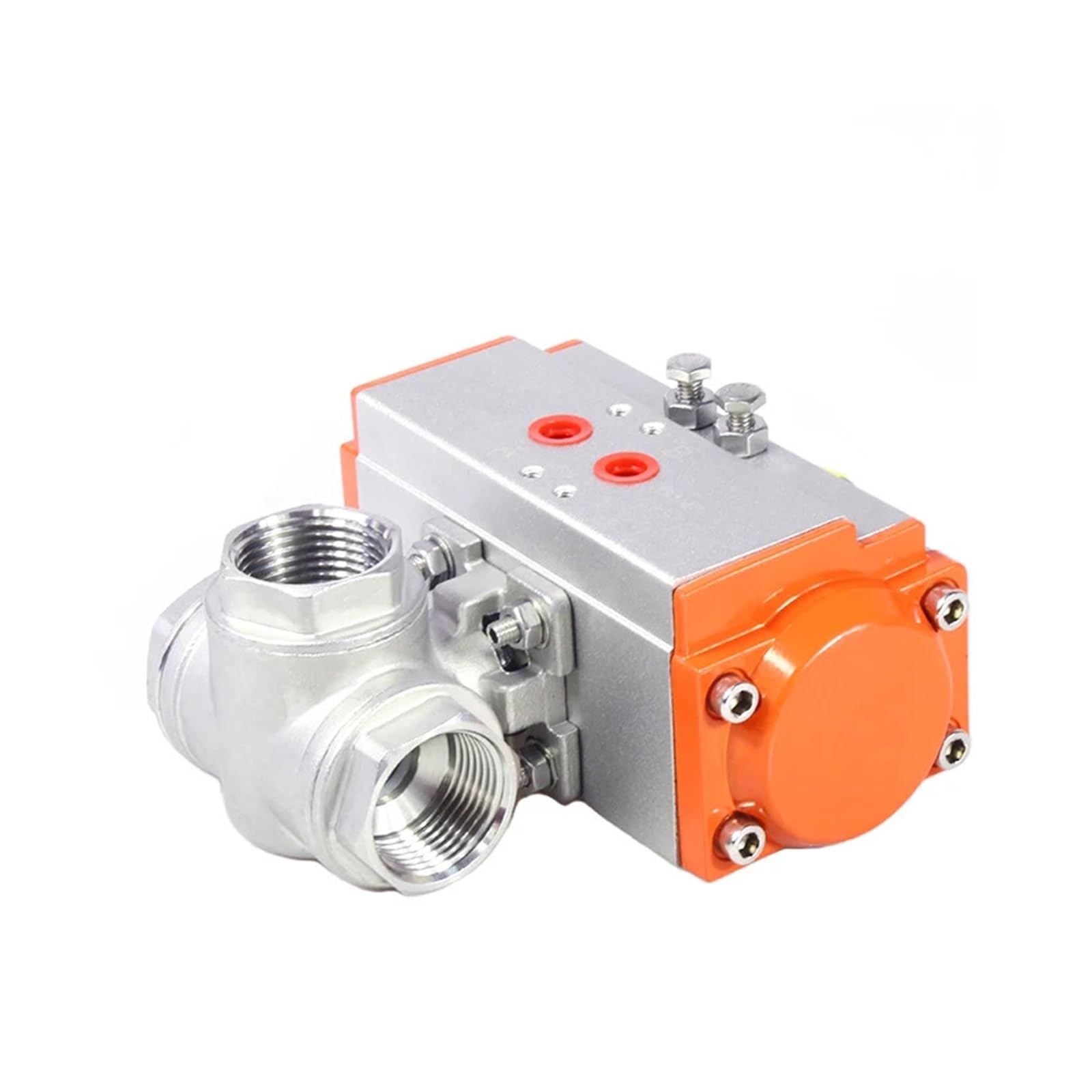 Vanne à bille pneumatique 3/4 inox 3 voies T double effet déconnexion rapide