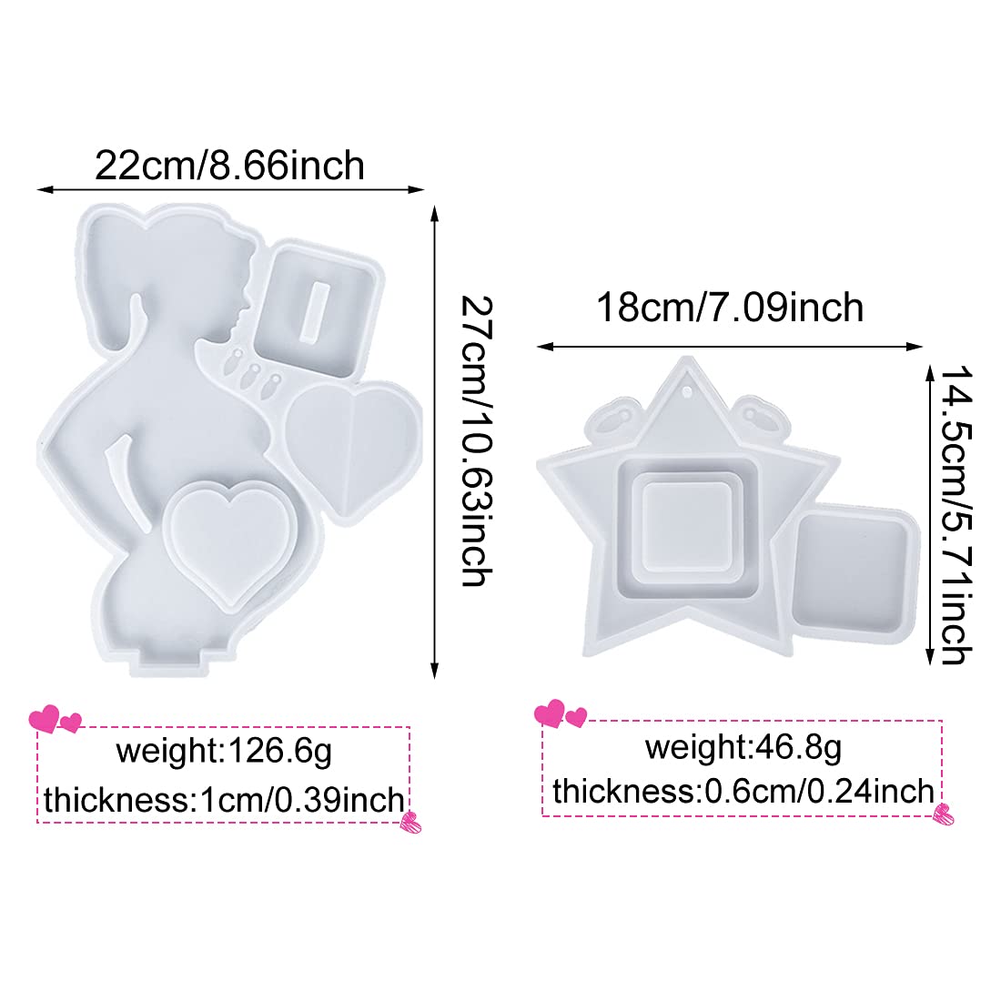 Stampo In Silicone Per Resina - Cornice Foto Rettangolare E Cuore, Fai Da Te Personalizzato - Foto 8