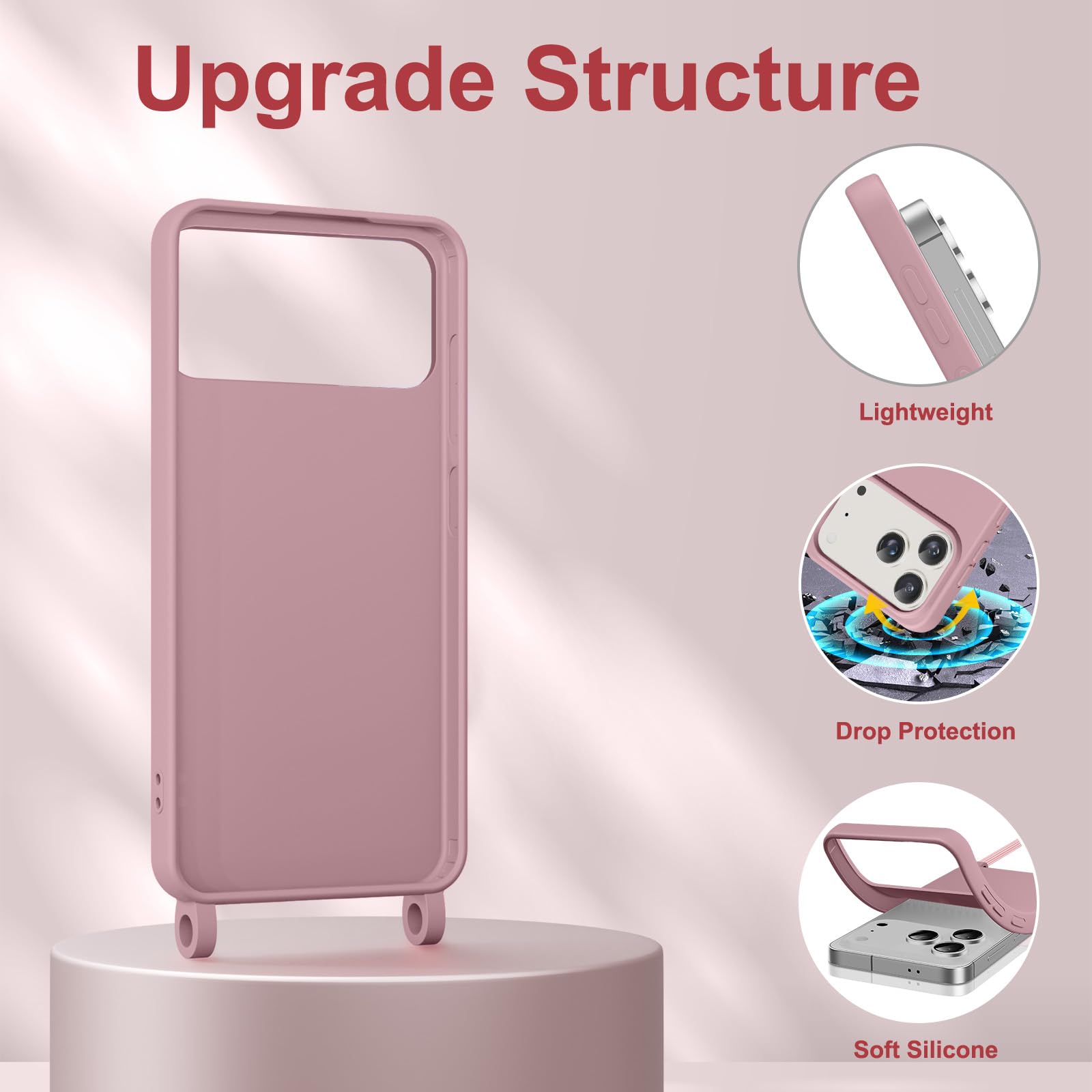 Housse IPhone 17 Pro Max Avec Cordon Réglable - étui Silicone Antichoc Avec Sangle Cou - Couleur Violet - 9