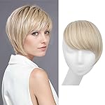 SARLA Clip in Side Bangs Extension Straight Synthetic Fake Bangs One Piece for Women Cream Blonde