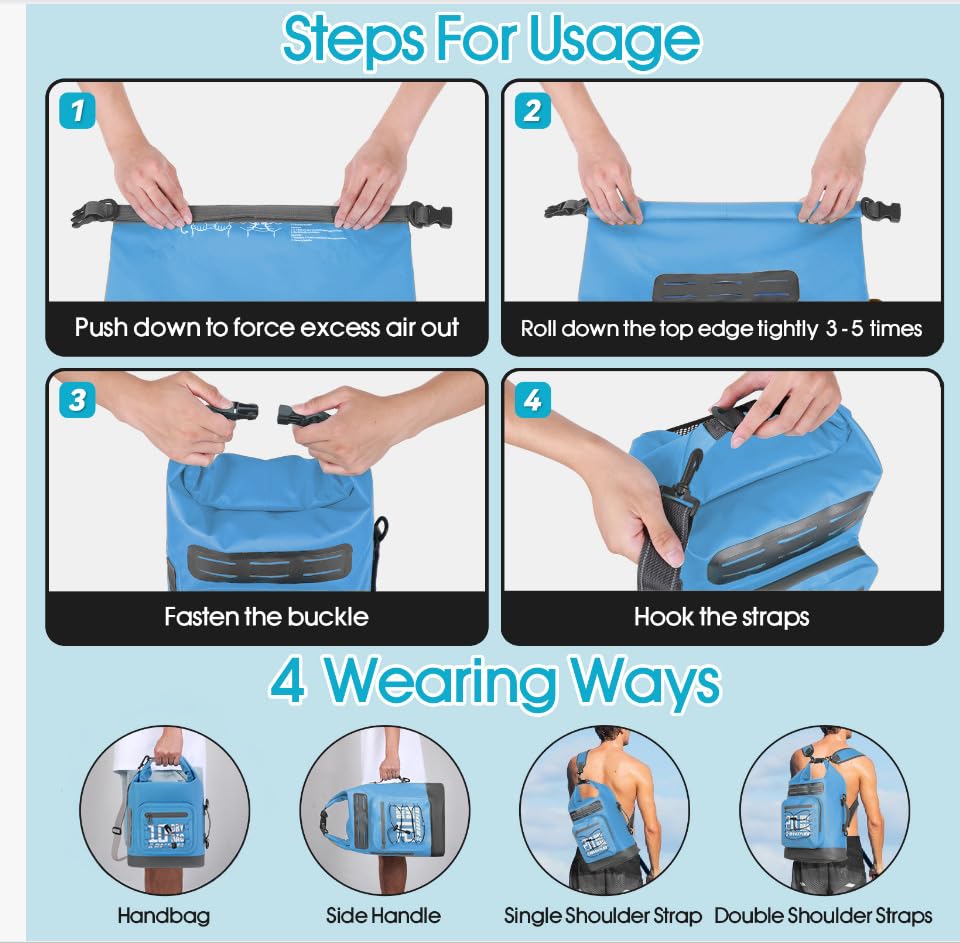 Image of MORXPLOR Dry Bag Waterproof,5L /10L /20L /30L /40L /55L Roll Top Dry Bag Backpack with WaterProof Phone Case for Swim,Kayak