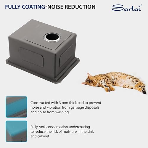 Miniatura 32 de Sarlai Fregadero de cocina de montaje inferior 21 x 19 pulgadas, repisa de fregadero de barra de montaje inferior, estación de trabajo, cuenco Acero