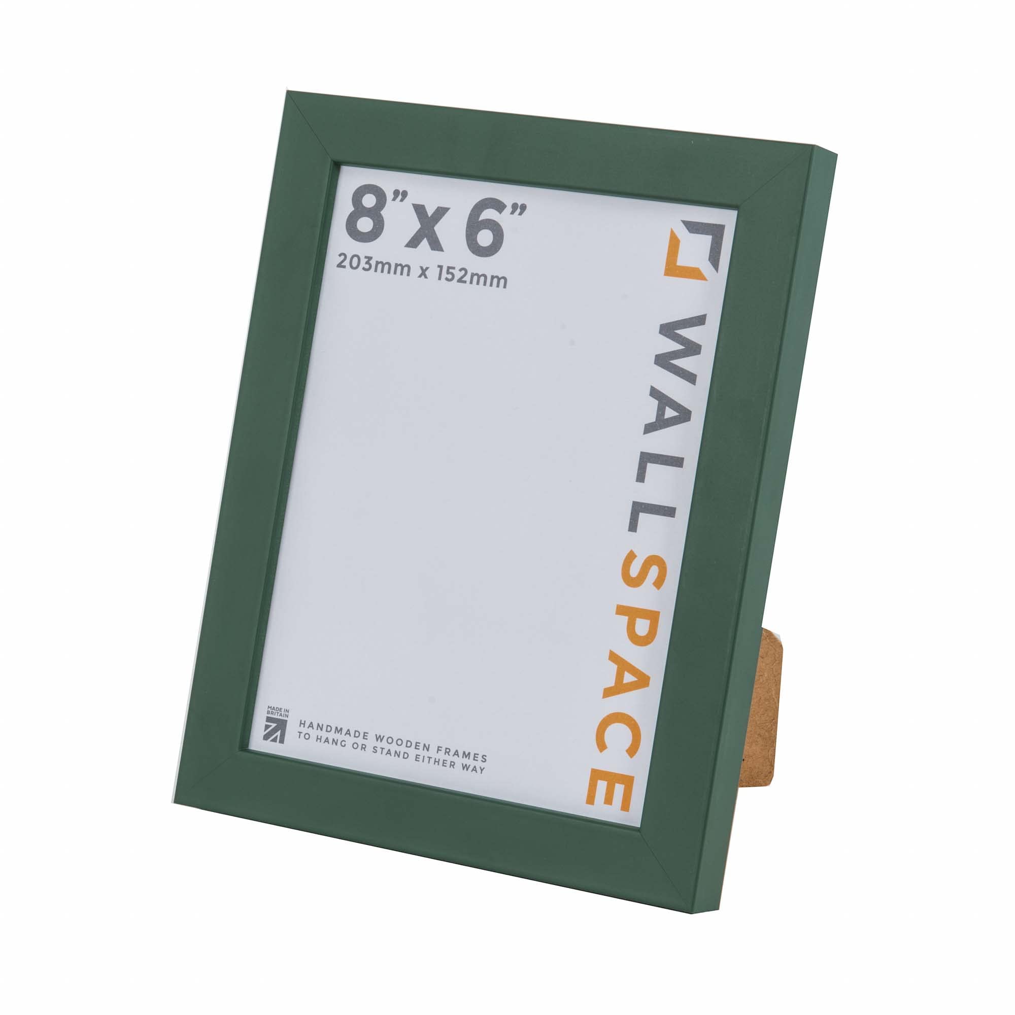 Wall Space Green 8X6 Picture Frame | 6X8 Photo Frame | 8 X 6 Inch | 203X152mm | 20.3X15.2cm | Solid Wood Wooden With Real Glass | Handmade In Uk