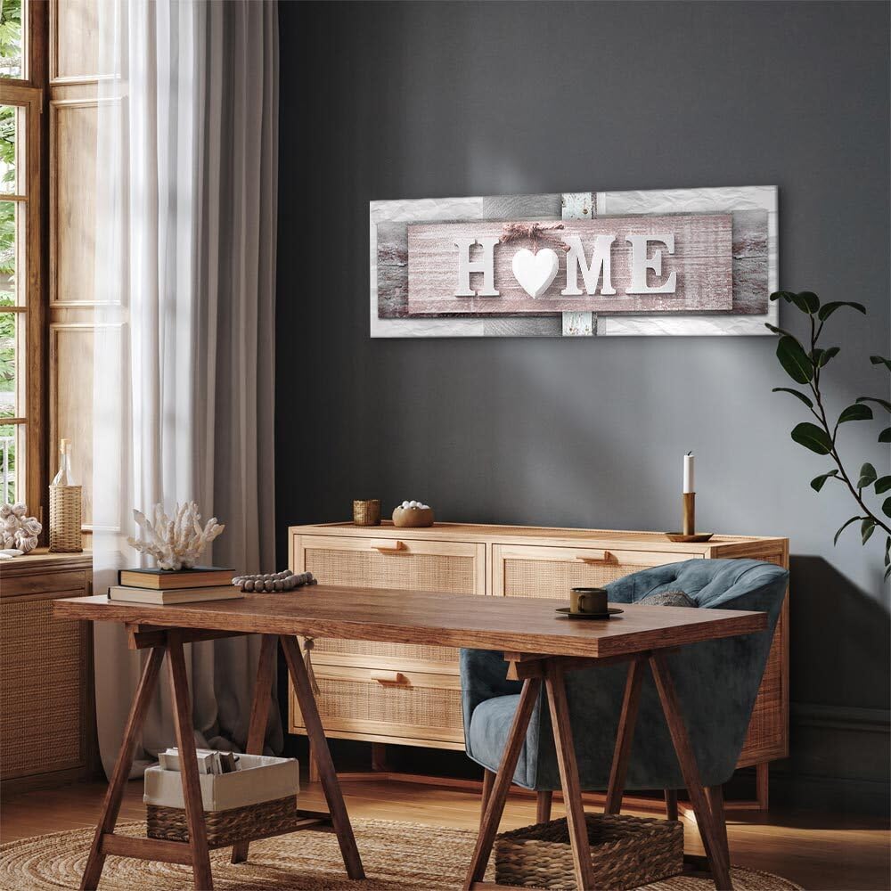 decomonkey Wandbilder Home Haus 150x50 cm XXL 1 Teilig Leinwandbilder Herz