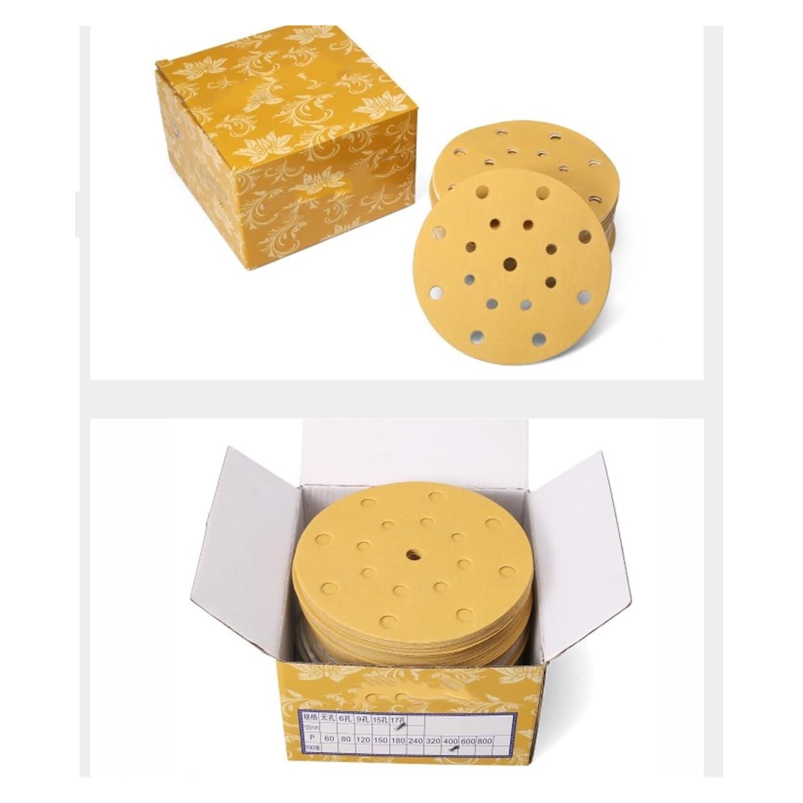Discos de lijado, discos de lijado, discos de lijado de 150 mm y 17 orificios, almohadillas de discos de lijado for almohadillas de lijadora orbital aleatoria y todas las herramientas oscilantes, ganc