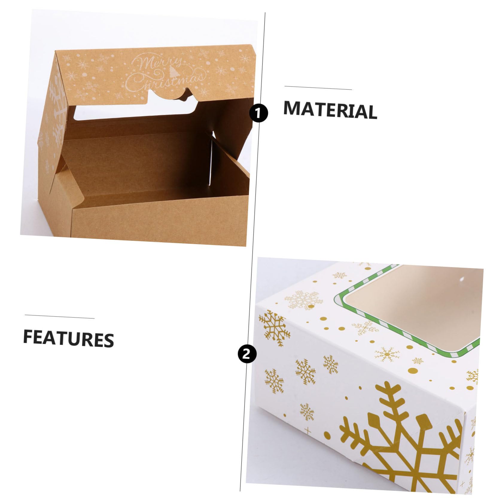 12 Stück Teiliges Weihnachtskuchenboxen aus Stabilem Karton mit Festlichem Muster Große Dessertverpackungen Sicherer Transport und Aufbewahrung für Kuchen für Feiern Bäckerei und