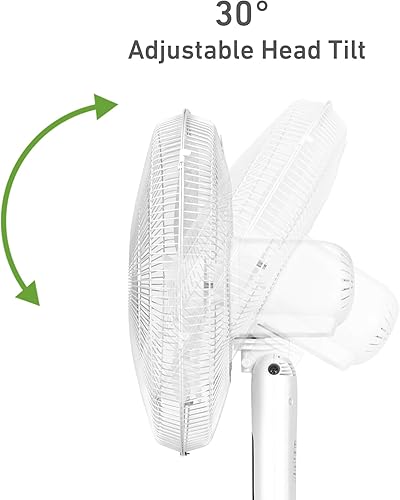 Miniatura 6 de HOLMES Ventilador de pie digital de 16", oscilación de 80°, 3 velocidades, 3 modos, temporizador de 7.5 horas, altura ajustable, inclinación
