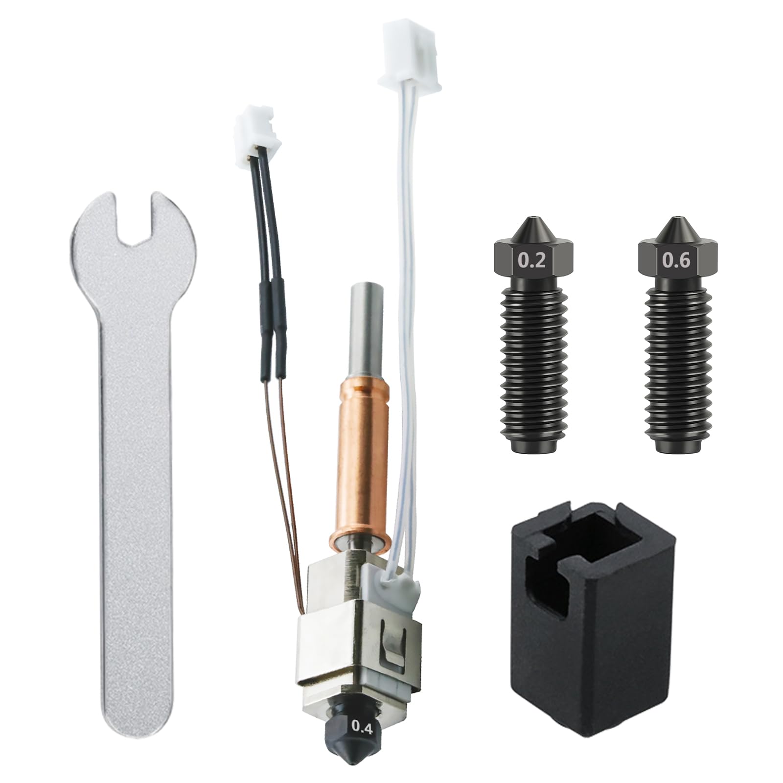 HIKUDIY Upgrade Ceramic Hotend for Kobra 3 V2/Kobra 3 Combo, 24W 60W Extruder Print Head Kit with Heater Block Heating Cartridge Thermistor Hardened