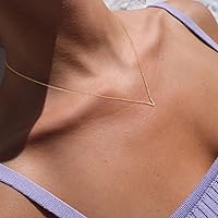 Vista 4 de Collar con inicial para mujer, chapado en oro de 14 quilates, delicado collar con dije de inicial, gargantilla simple y a la moda, collar