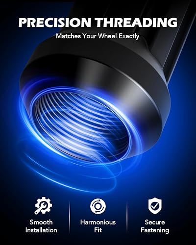 Miniatura 5 de OMT - Paquete de 32 tuercas de rueda 916-18, tuercas negras de 916 x 18 pulgadas de alto, asiento de cono de transmisión con enchufe compatible con