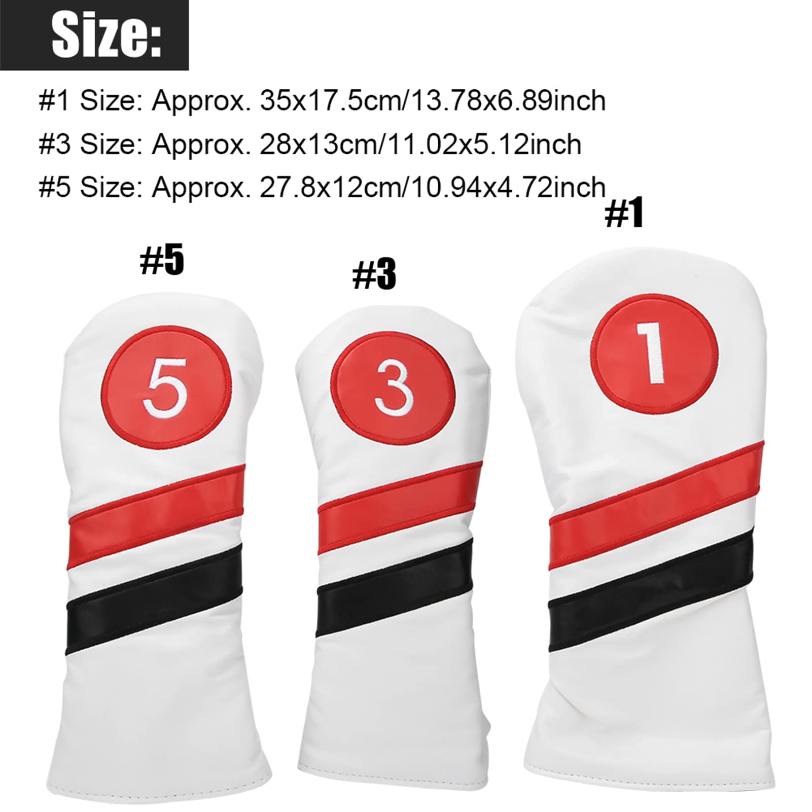 Gavigain 3PCS Golfs Headcovers,PU Leather Waterproof Golfs Putter Head Covers Thicken Lining Wooden Club Headcovers Golfs Driver Fairway Hybrid Head Cover (White)