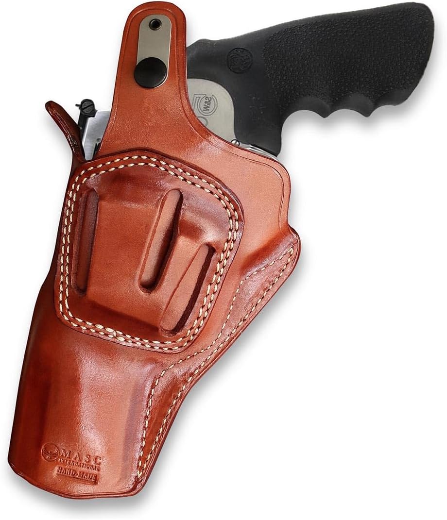 Masc Premium Leather 3-Slot Belt Holster with Thumb Break Fits Model 500 X-Frame 4-inch, Right Hand Draw, Brown Color #1433#