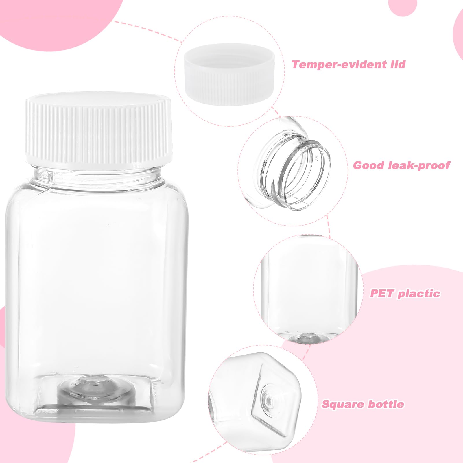 FANTESI 18 Pcs Shot Bottles With Lids 3.5oz/100ml Ginger Shot Bottle with Lids Plastic Leak Proof Drink Bottles Reusable for Smoothie Juice Beer - Image 2