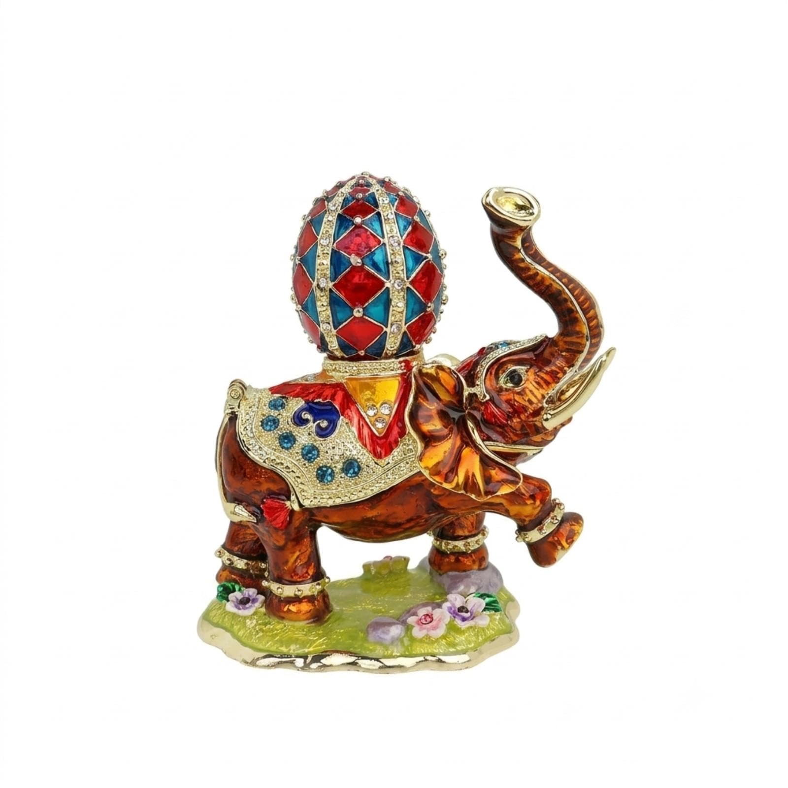 Elephant Trinket Box Ornate Enamel Trinket Box Decorative Elephant Jewelry Holder for Collectors, Dresser, Vanity, Bookshelf Coffee-image-15